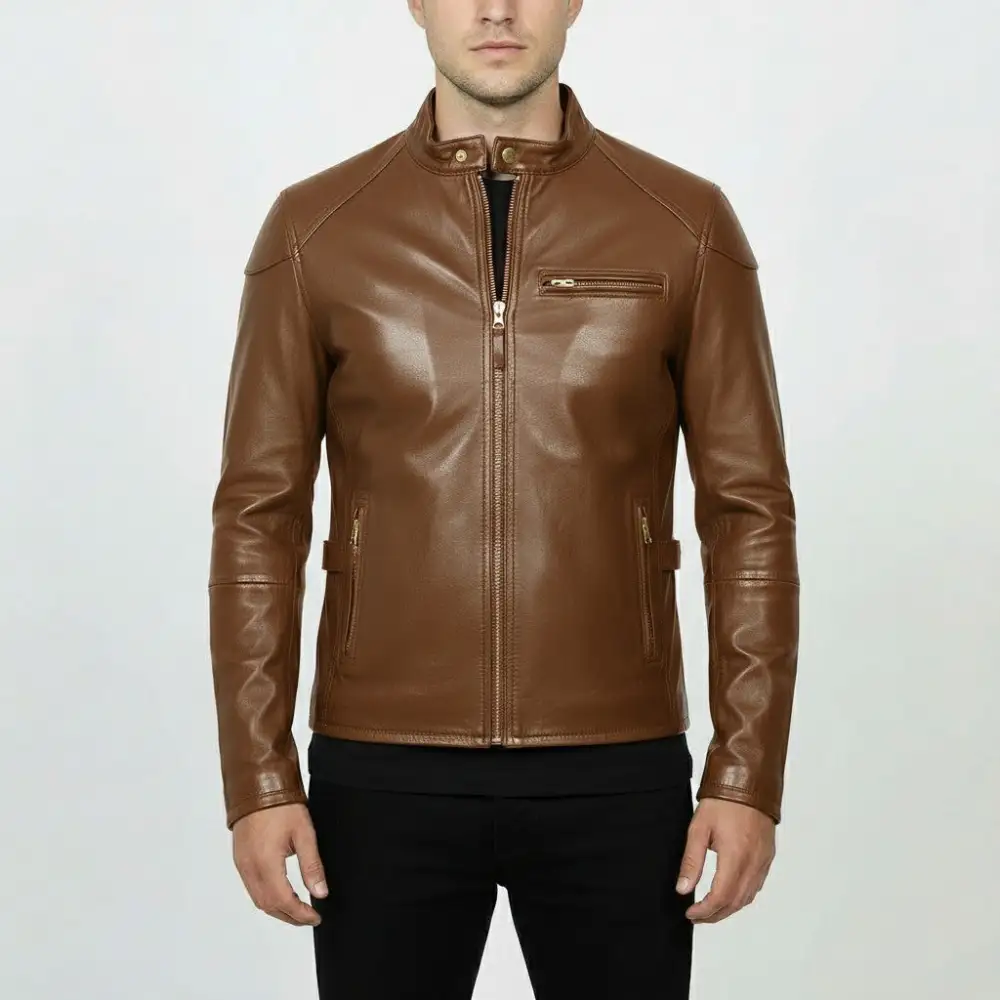 Leather Biker Motorcycle Multi Pocket Jacket