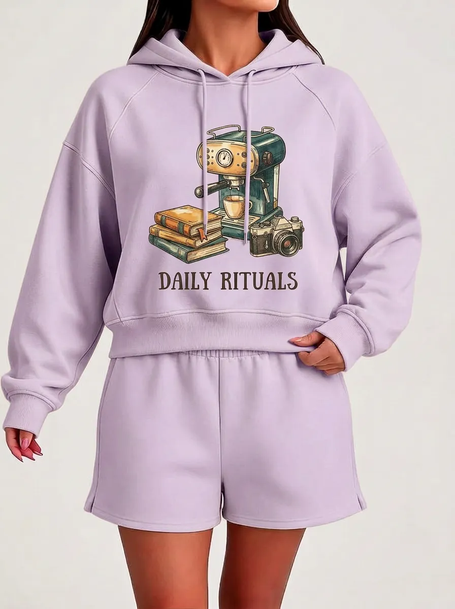 Women's Coffee Books Camera Daily Rituals Graphic Hoodie