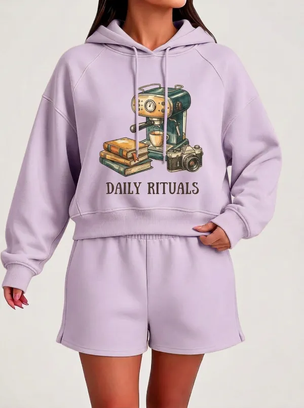 Women's Coffee Books Camera Daily Rituals Graphic Hoodie