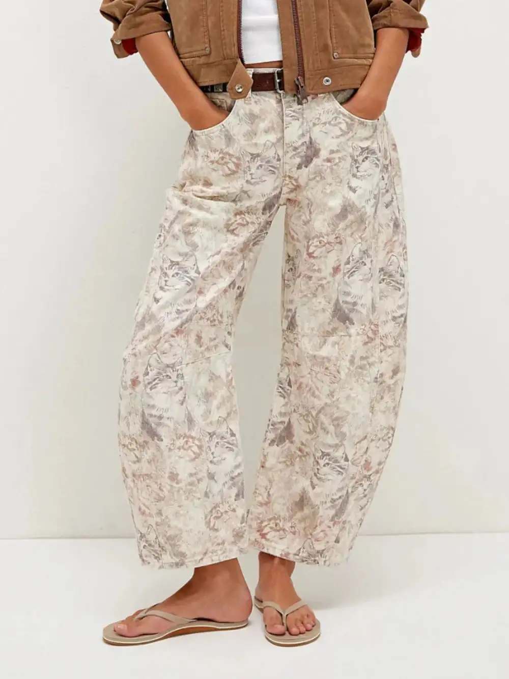 Buy Printed Wide Leg Jeans