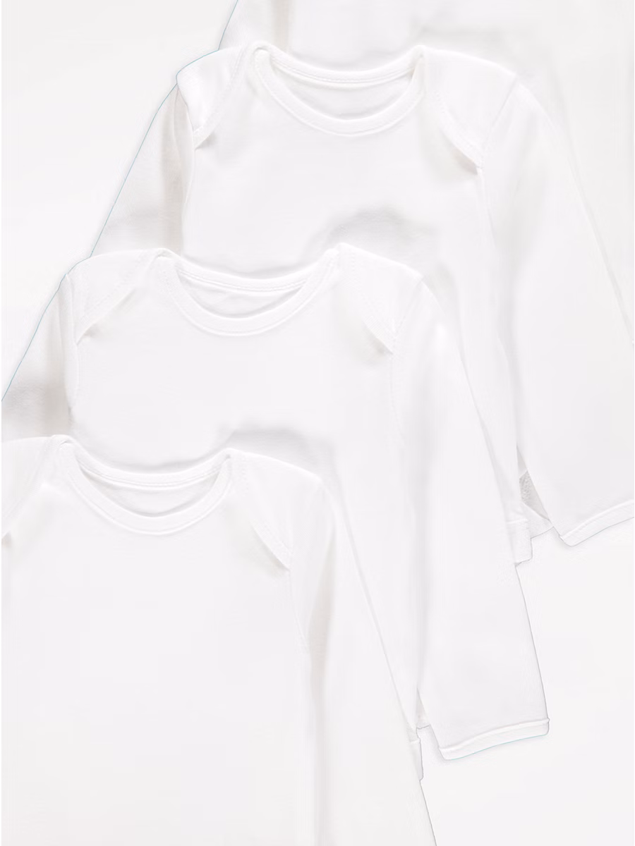 White Long Sleeve Bodysuits 5 Pack detail 1