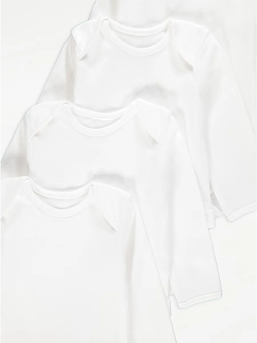 White Long Sleeve Bodysuits 5 Pack