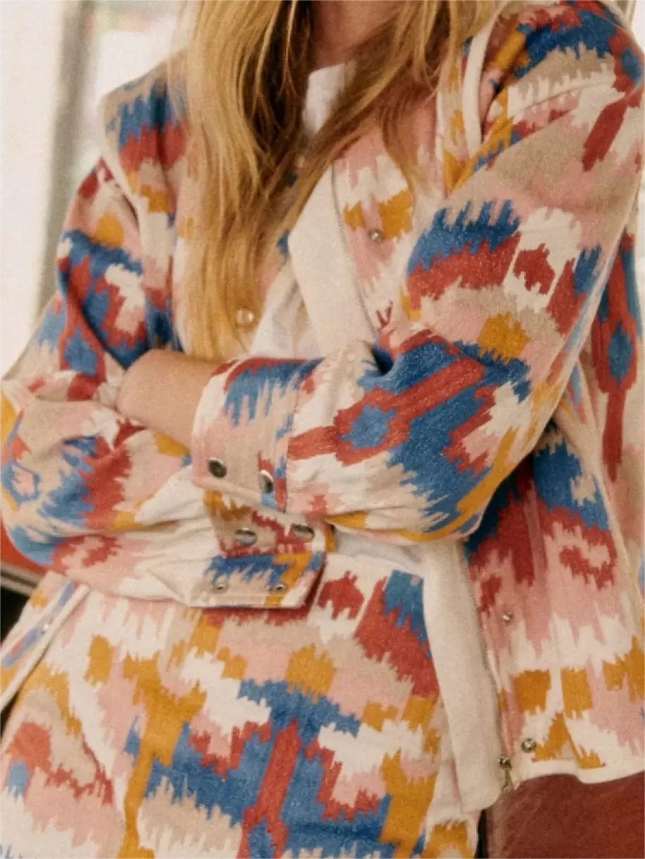 Geometric Print Belted Jacket