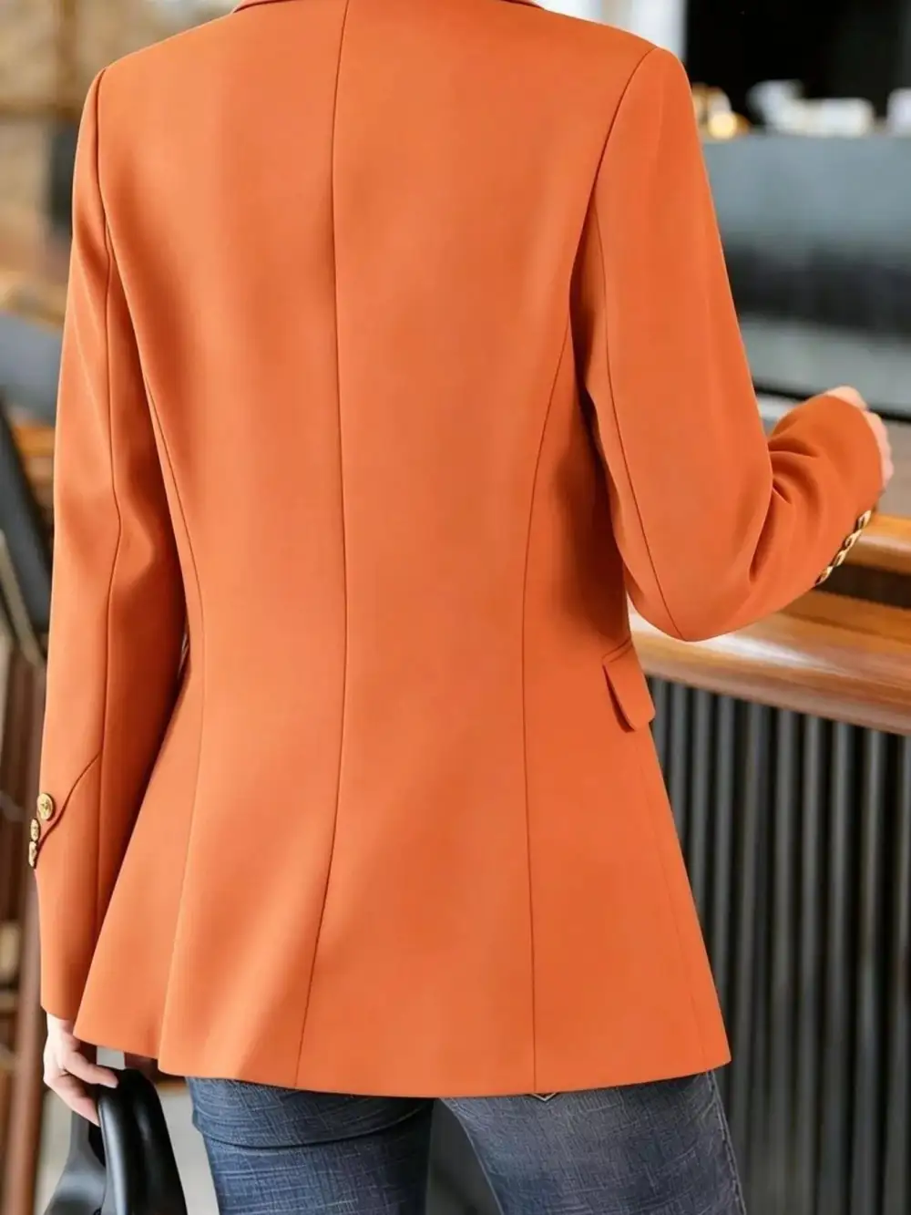 Refined Single-Button Lapel-Collar Blazer