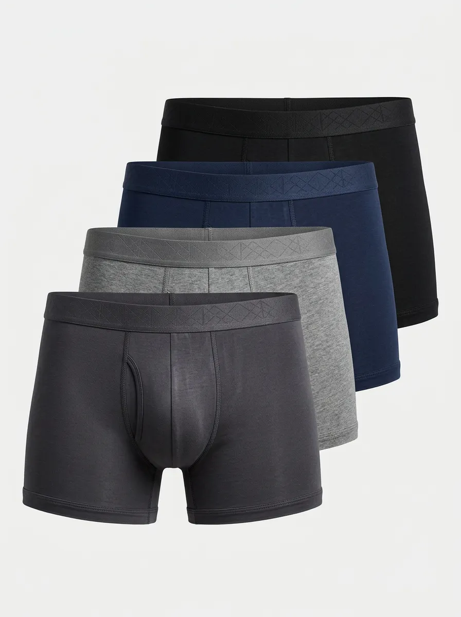 Streetwear Cotton Solid Edit Men's Four Pack Boxer Briefs