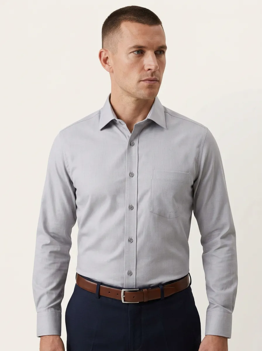 Men's Non-Iron Cotton Embroidered Logo Formal Shirt