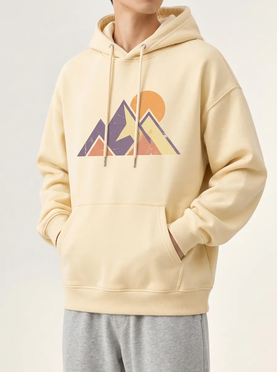 Unisex Nature Motif Sun Graphic Hoodie