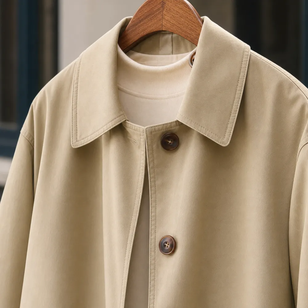 Single-Breasted Pointed Collar Overcoat