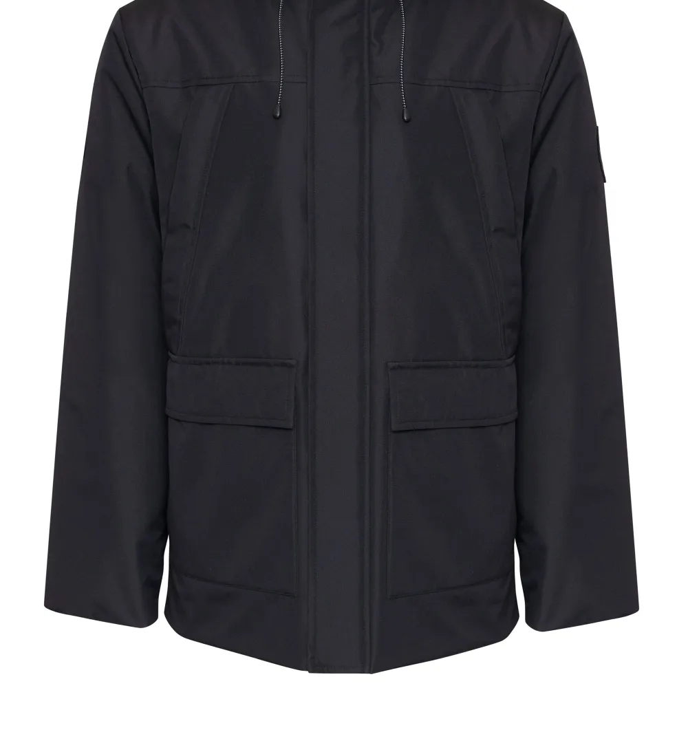 Men's Black Water-Resistant Longline Hooded Puffer Jacket