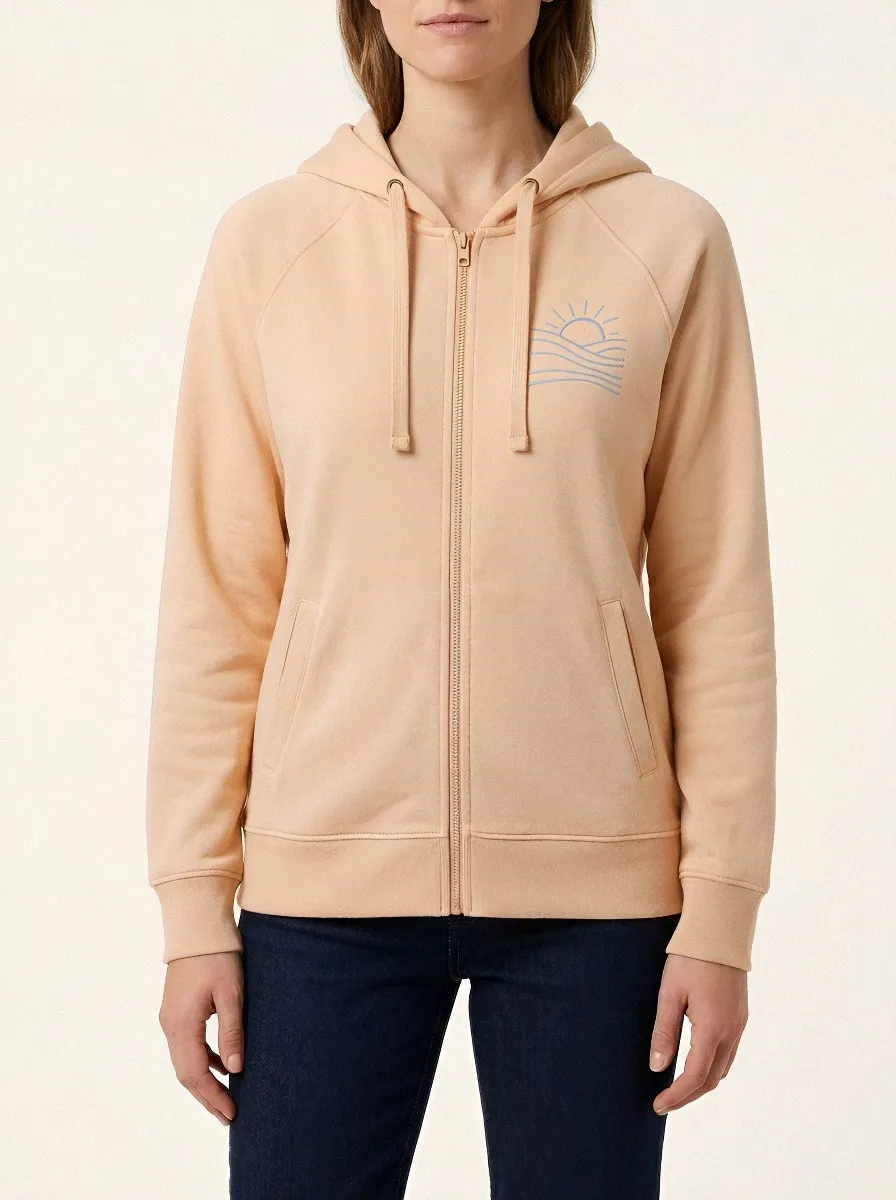 Women's Sun-Wave Graphic Raglan Full-Zip Welt-Pocket Hoodie
