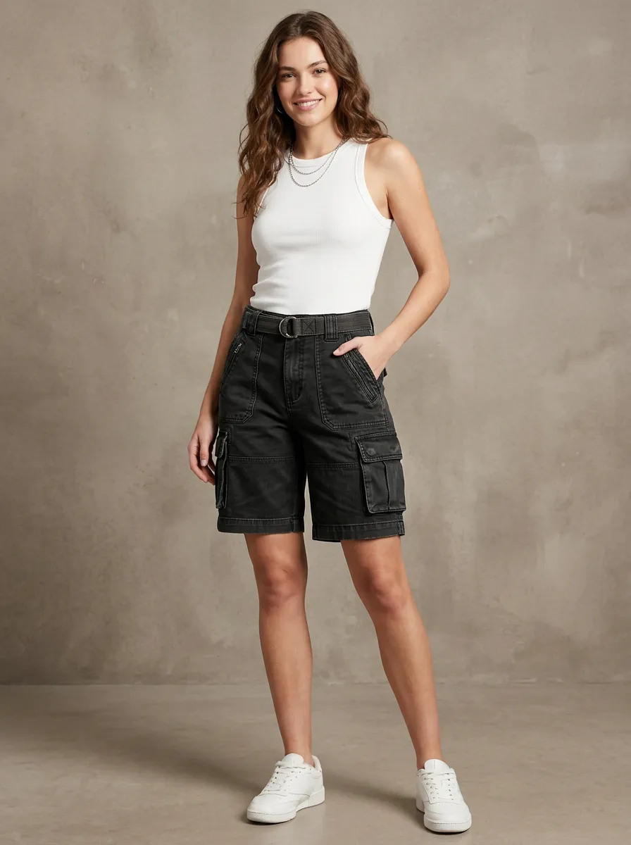 Women's Cargo Jeans Featuring High Waisted