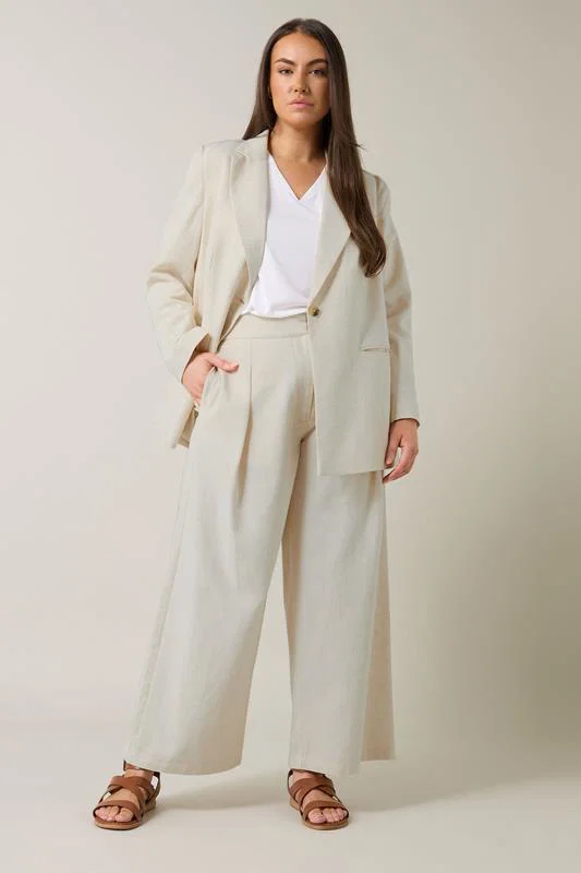 Natural Brown Tailored Linen Trousers detail 2