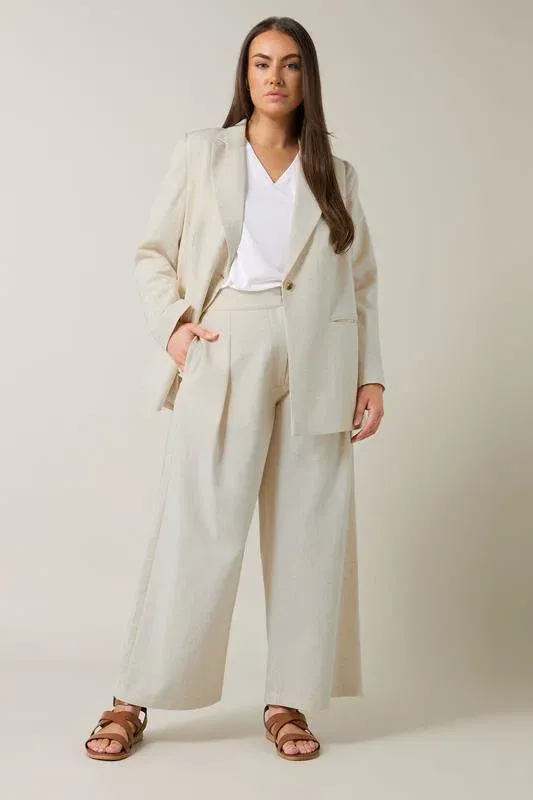 Natural Brown Tailored Linen Trousers