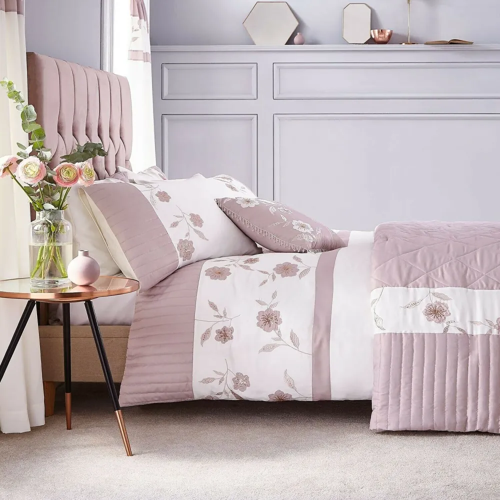 Quilted Printed Linen Duvet Cover Set