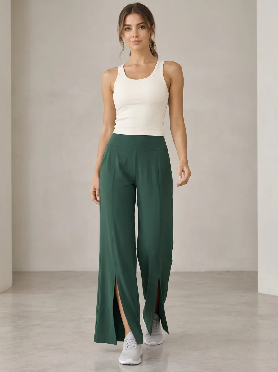 Women's Modern Active Wide Leg Split Hem Active Pants