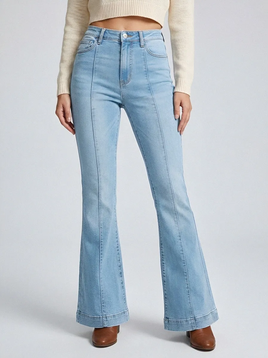 Minimal High-Waist Stretch Women's High-Waist Stretch Flare Jeans