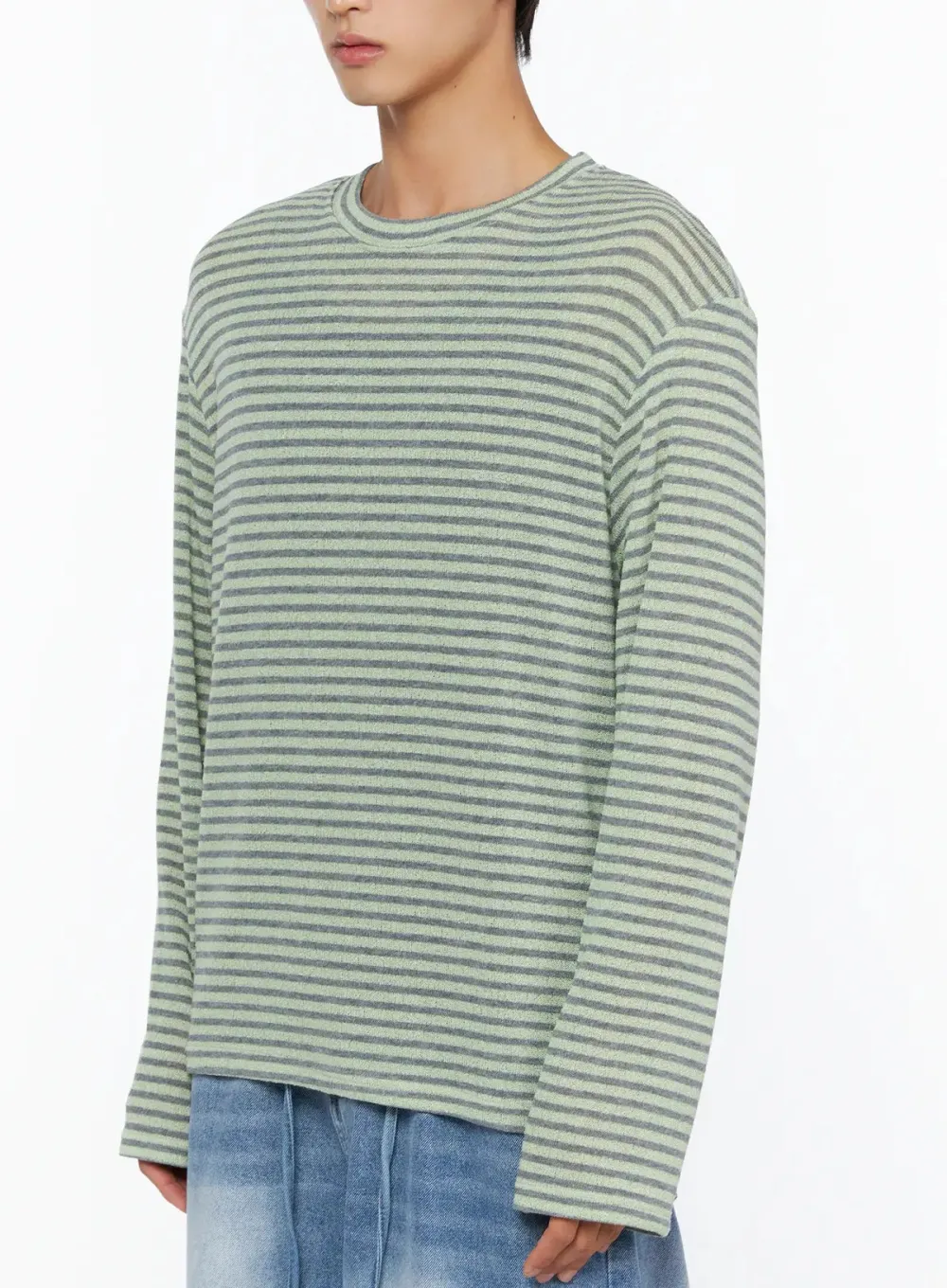 Men's Striped Knit Long Sleeve Tee