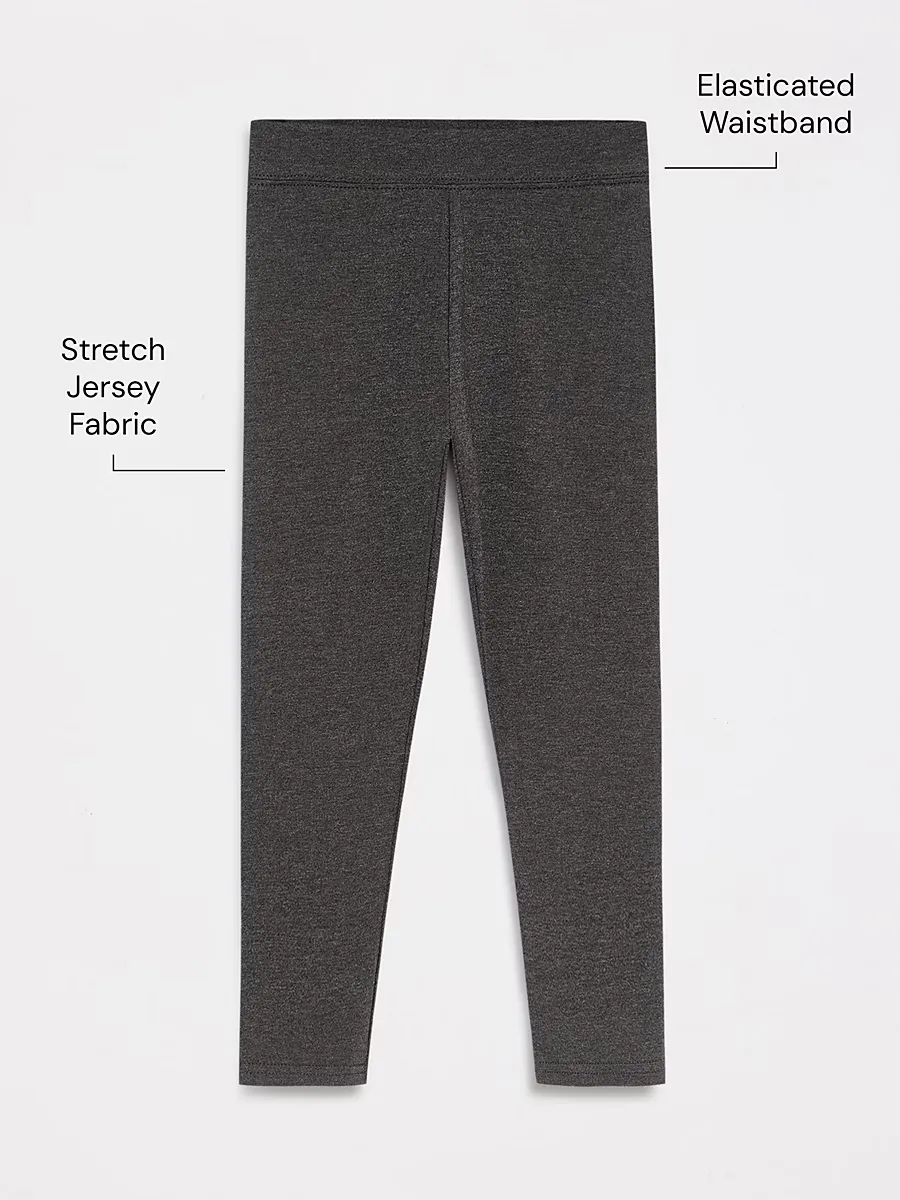 Girls Charcoal School Leggings 2 Pack