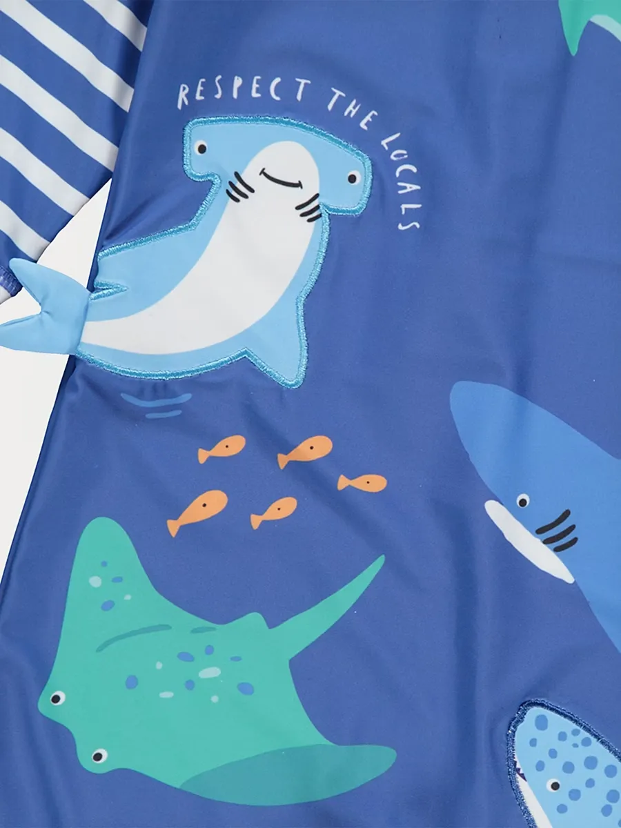 Blue Shark Sunsafe Swimsuit with Hat