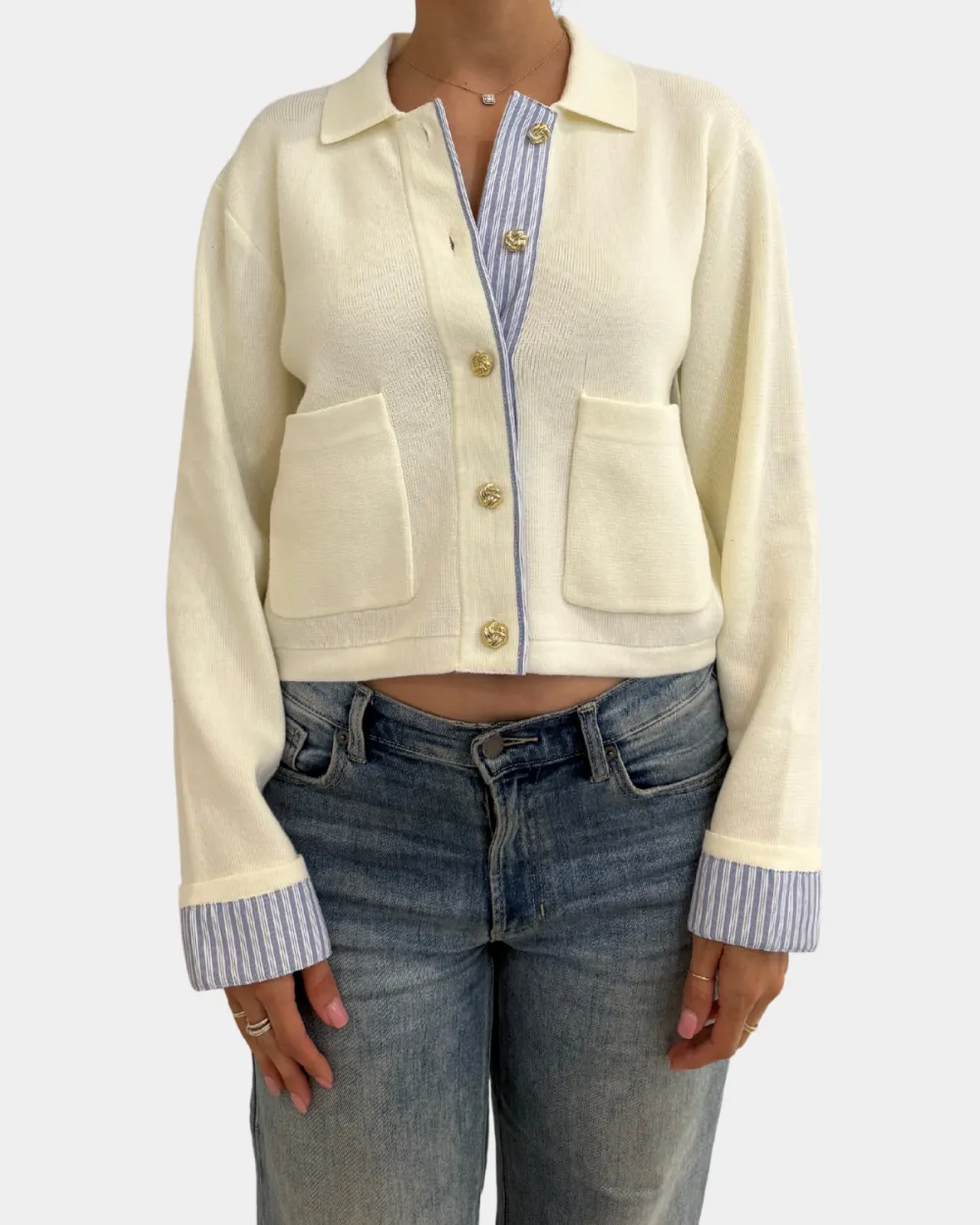 Relaxed Contrast Color Cardigan