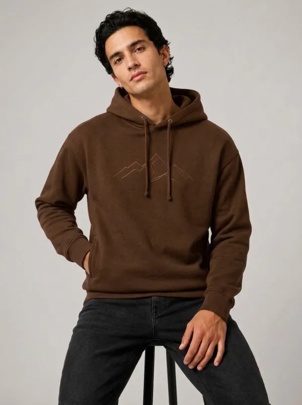 Men's Mountain Line Graphic Pullover Center-Chest Detail Hoodie