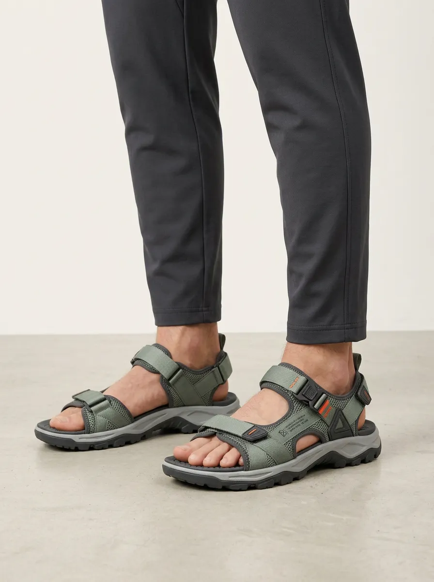 Men's Outdoor Hiking Olive Green Adjustable Strap Sandals