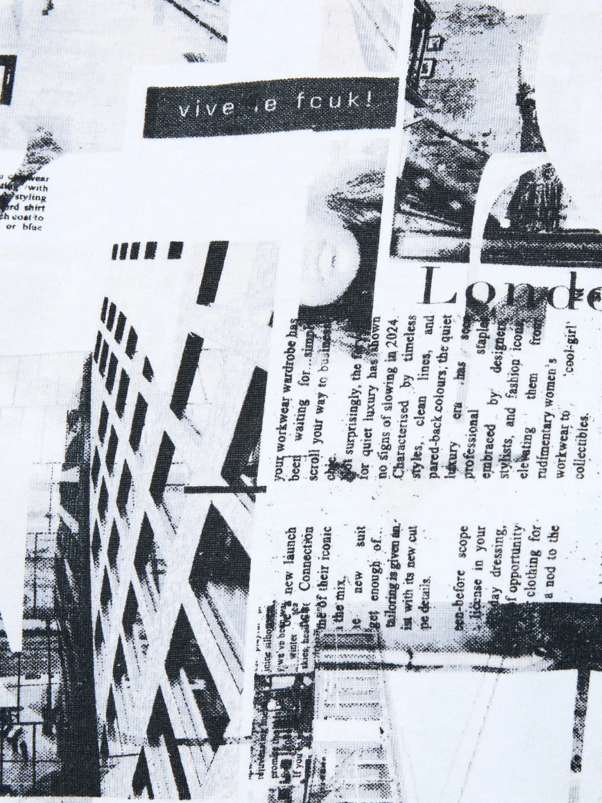 Creative Newspaper Print Black And White Short Sleeves