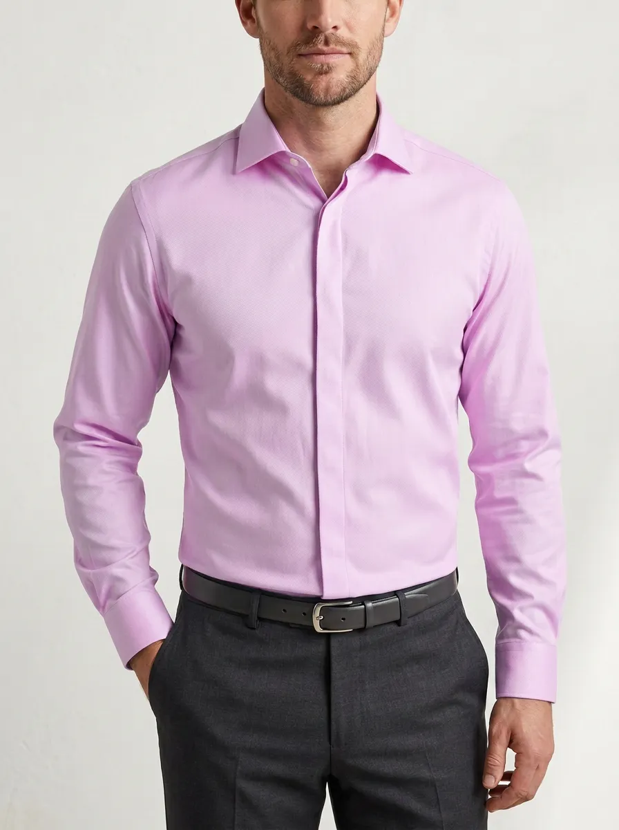 Men's Business Formal Light Blue Solid Color Dress Shirt