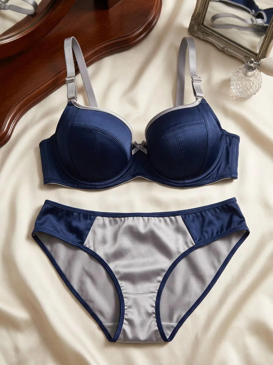 Women's And Satin Contrast And Lingerie Set