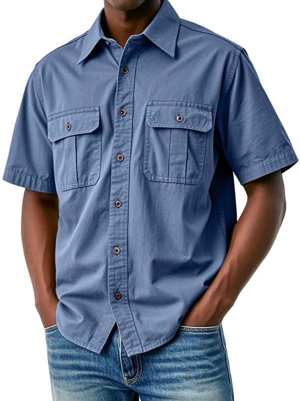 Clean Cut Short Sleeve Double Pocket Shirt