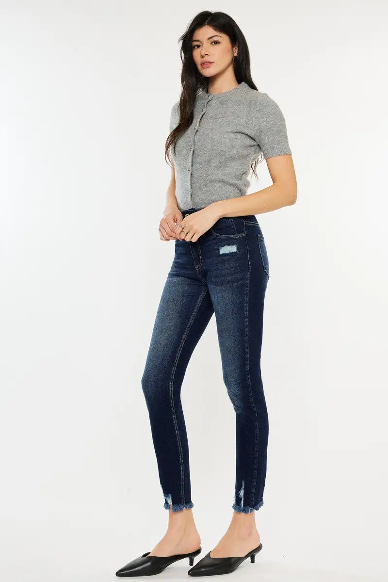 High Waist Raw Hem Jeans