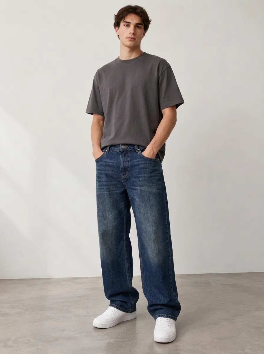 Men's Vintage Inspired Loose Fit Relaxed Denim Jeans
