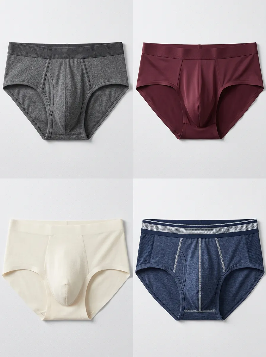 Men's Comfortable Daily Wear Solid Color Printed Briefs Underwear Set