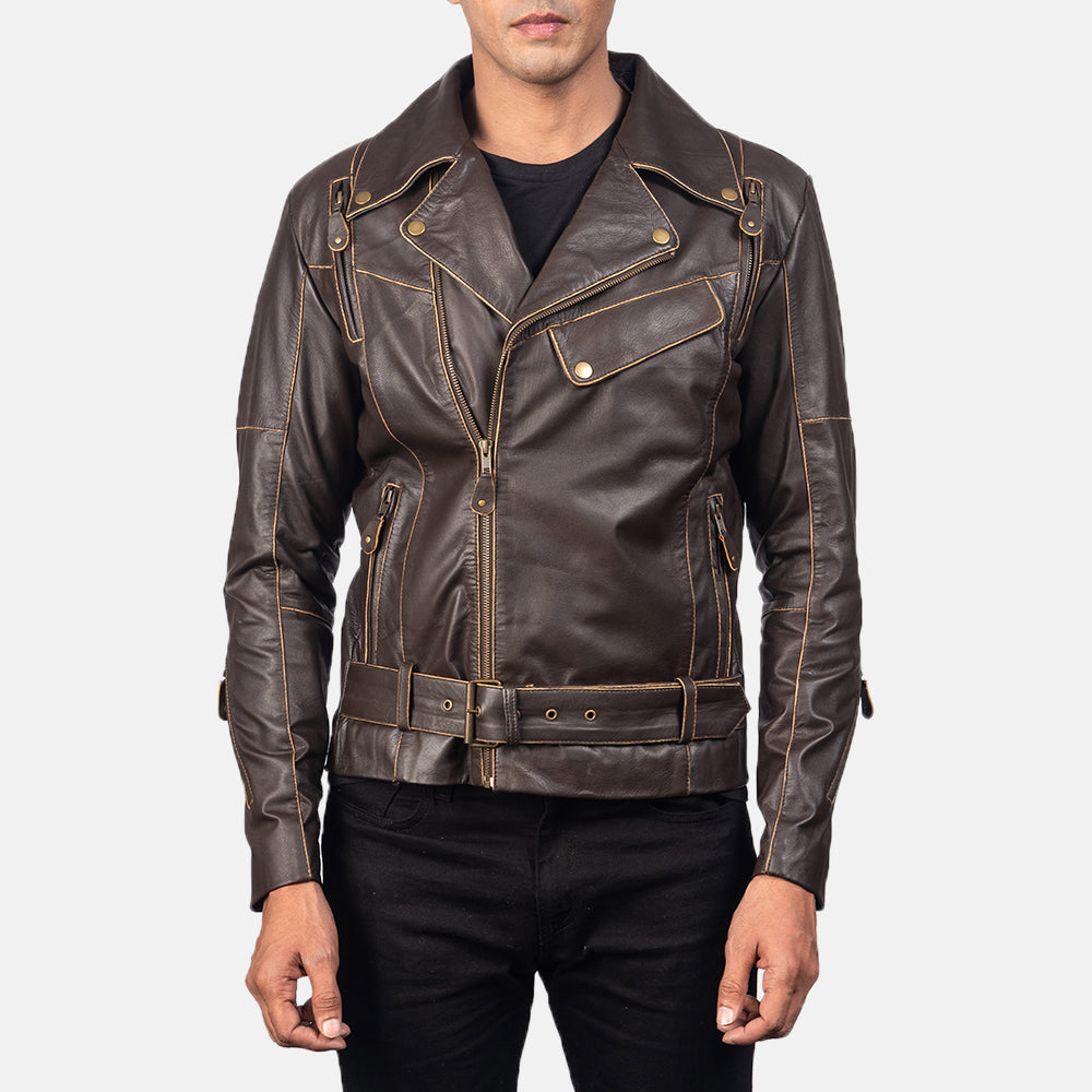 Men's Classic Layered Biker Leather Jacket