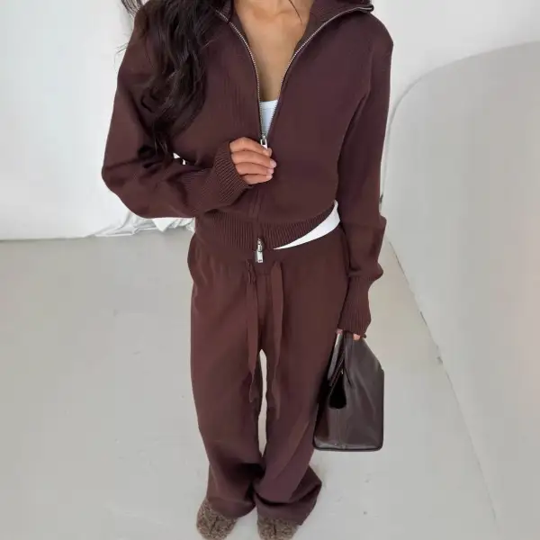 Knit Cardigan Sweater Pants Set