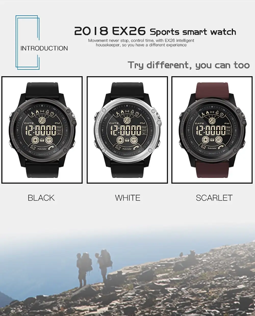 EX26 Sport tracker Stopwatch Smart Watch