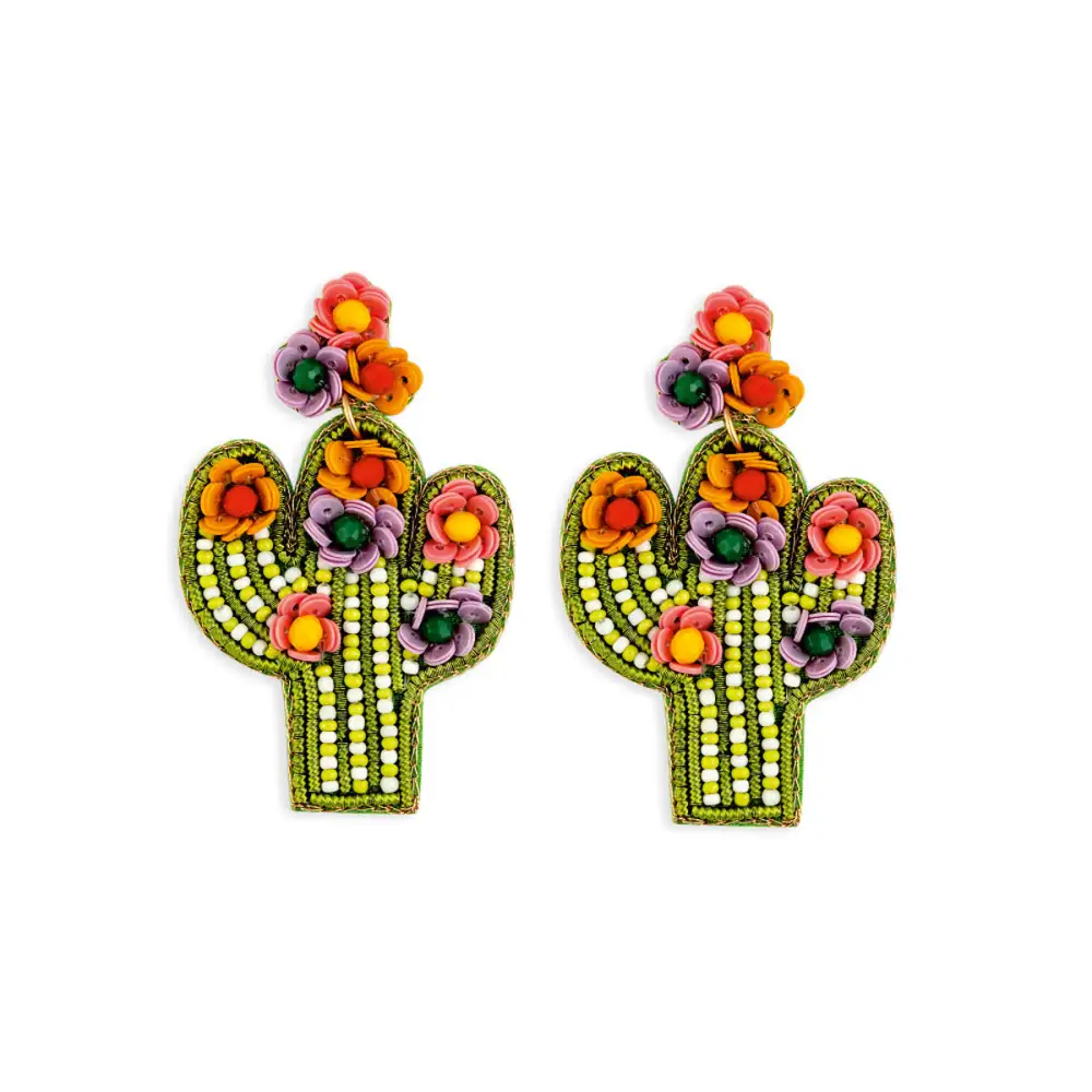 Balanced Decorative Floral Cactus Earrings