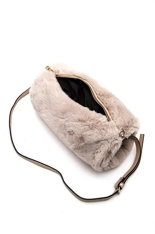 Faux Fur Hand Warmer Crossbody Bag
