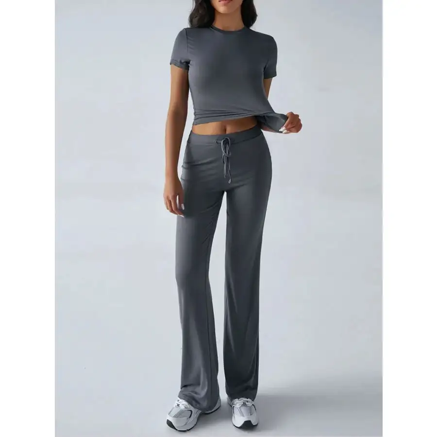 Everyday Round Neck Short Sleeve Top and Pants Set