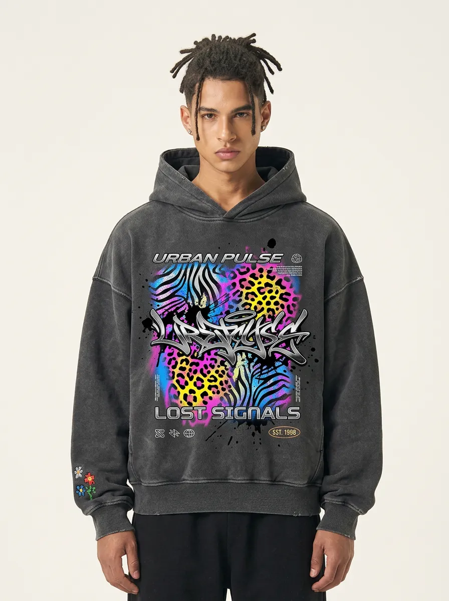 Unisex Urban Streetwear Graffiti Leopard Zebra Hoodie