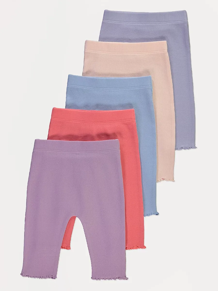 Bright Ribbed Leggings 5 Pack