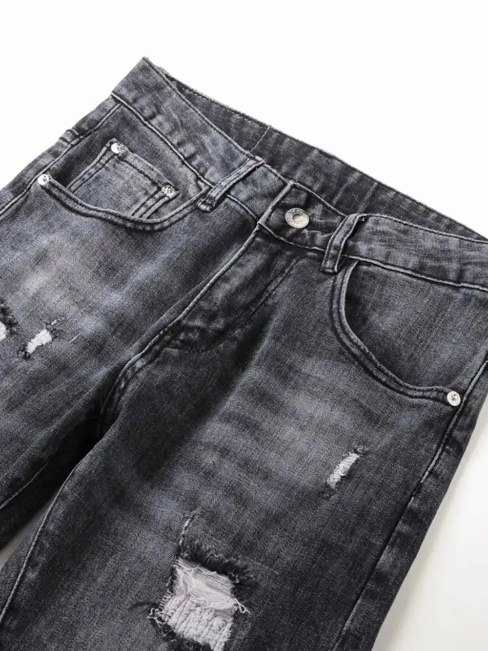Distressed Slim Fit Ripped Jeans