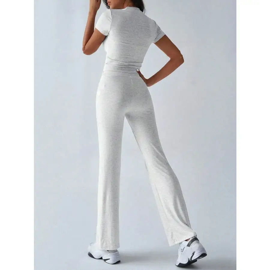 Everyday Round Neck Short Sleeve Top and Pants Set
