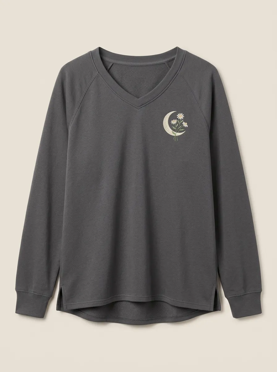 Women's Celestial V-Neck Embroidered Pullover
