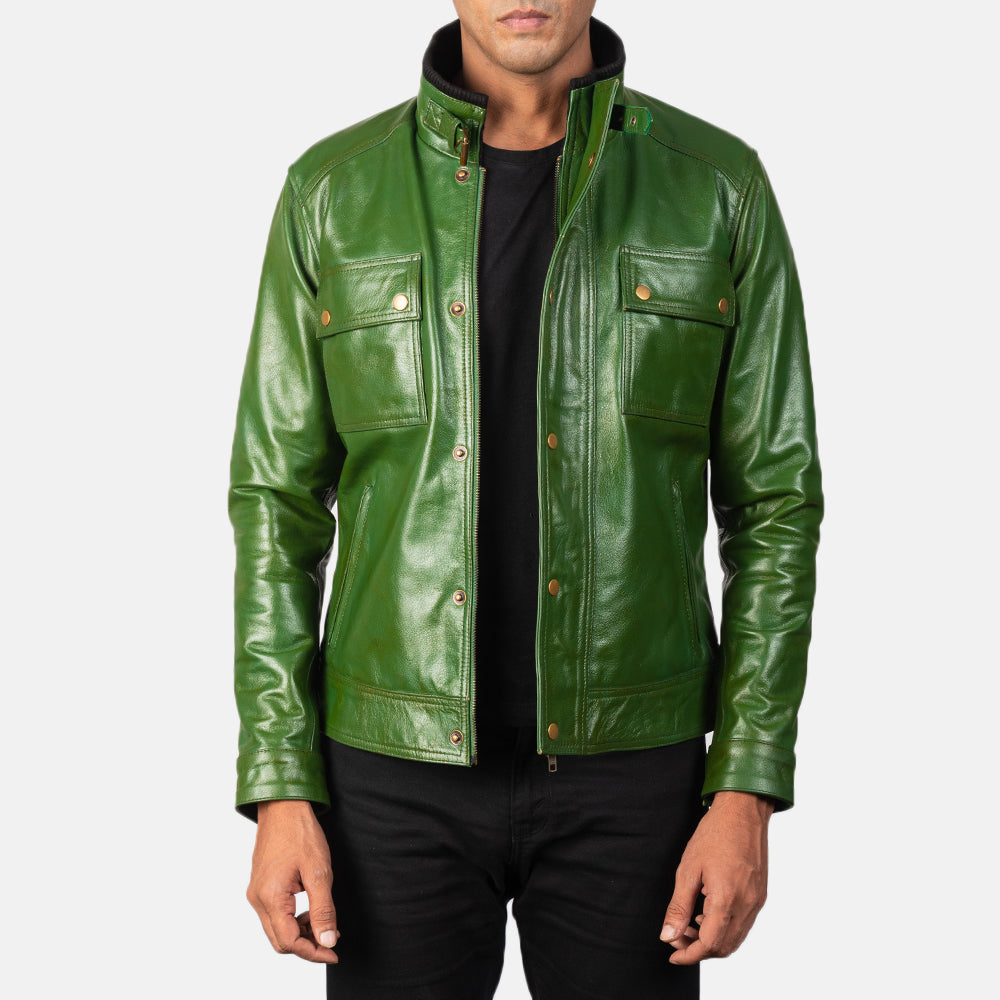 Men's Refined Biker Leather Distressed Jacket