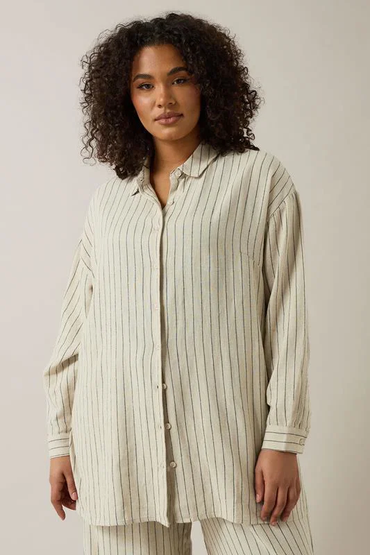 Set Natural Brown Stripe Shirt & Trouser detail 1