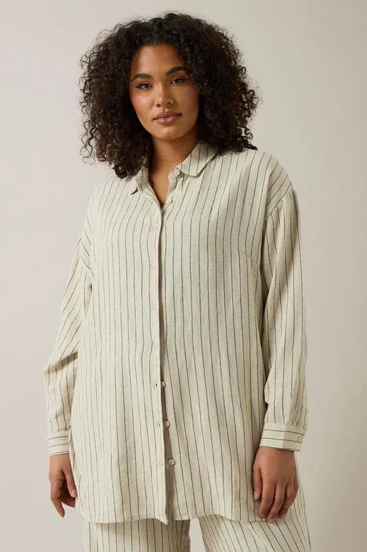 Set Natural Brown Stripe Shirt & Trouser