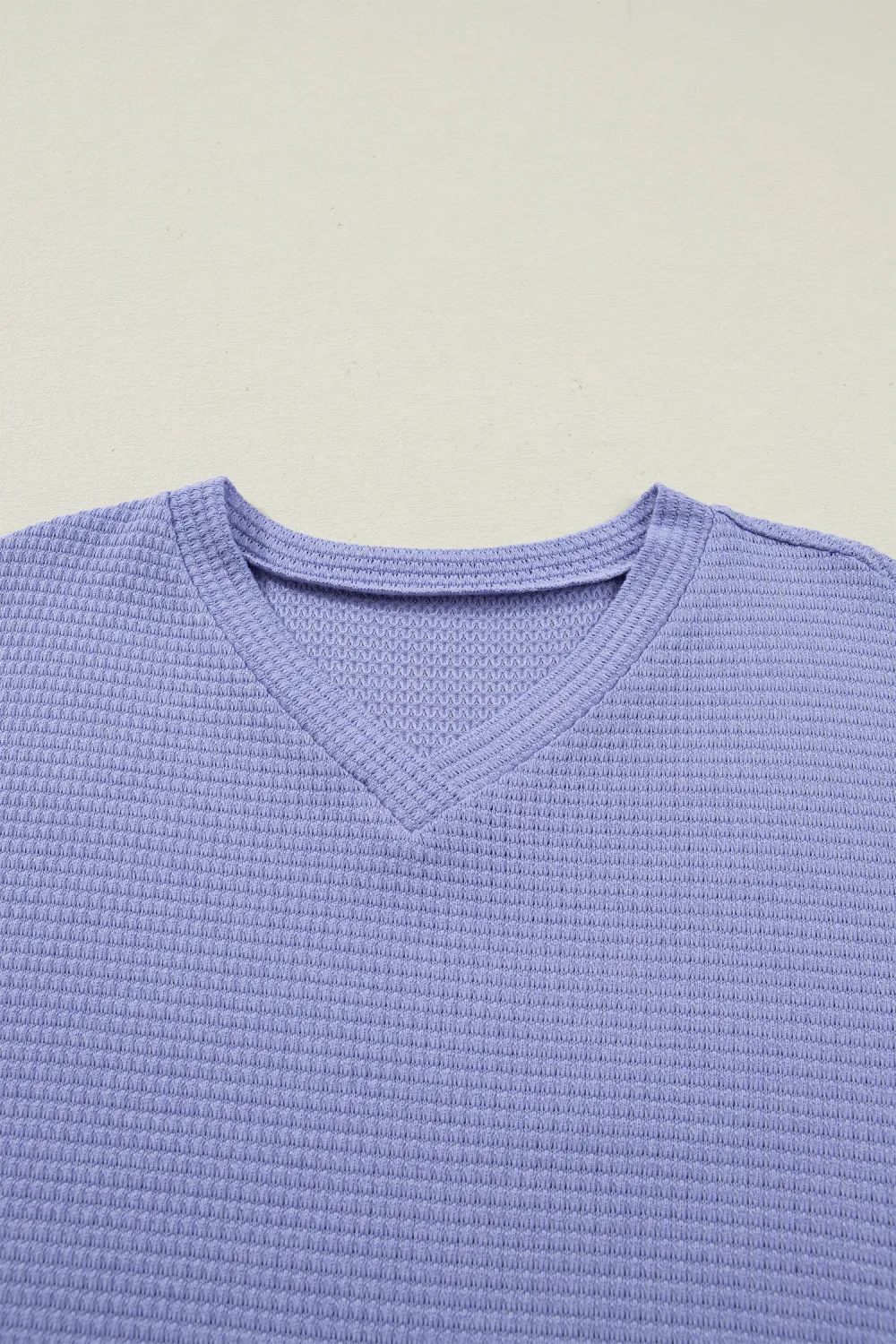 Wisteria Waffle V Neck Short Sleeve Top