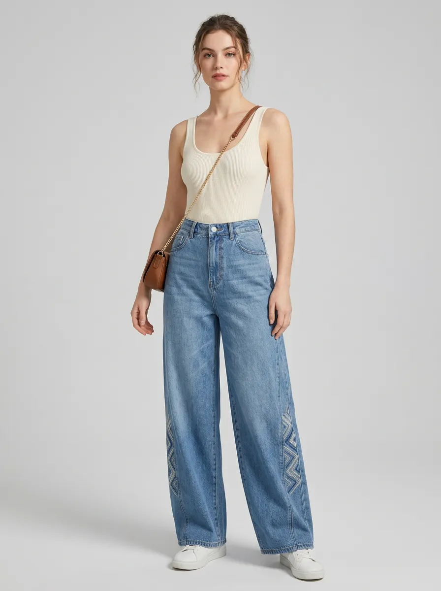Women's Wide Leg Casual Denim Jeans
