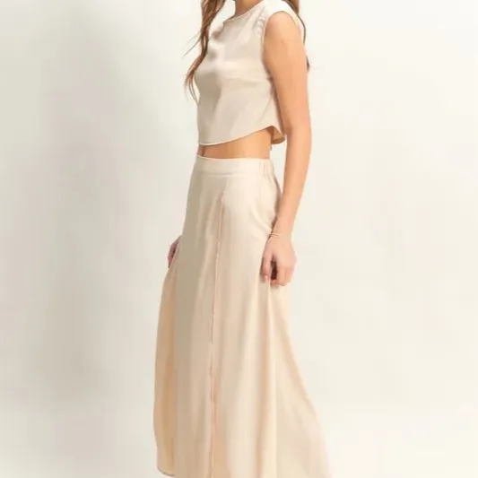 Relaxed Sleeveless Top and Maxi Skirt Set